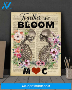 Skull together we bloom - Matte canvas, custom canvas, custom gift, valentine gift, gift for couple love skull