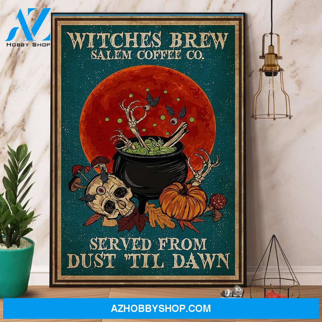 Skull Witch Witches Brew Salem Coffee Canvas And Poster, Wall Decor Visual Art, Halloween Gift, Happy Halloween