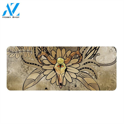 Skull With Floral Elements Rectangular Doormat