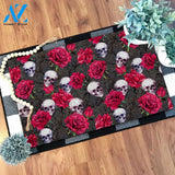 Skull With Flower Doormat SK-DM-0Q24 Red