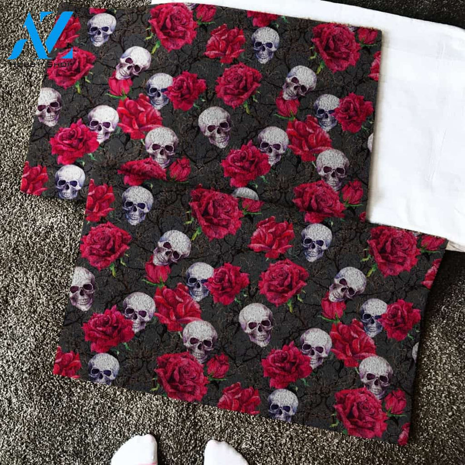 Skull With Flower Doormat SK-DM-0Q24 Red