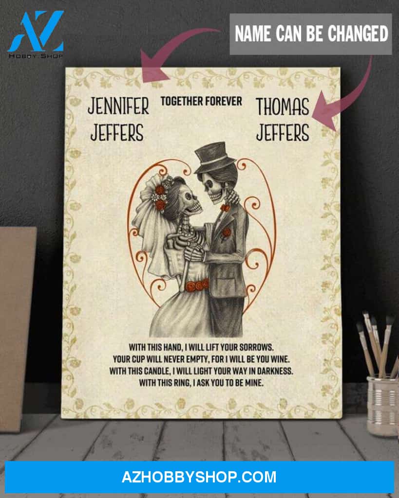 Skull, with this ring I ask you to be mine - Matte canvas customized love canvas