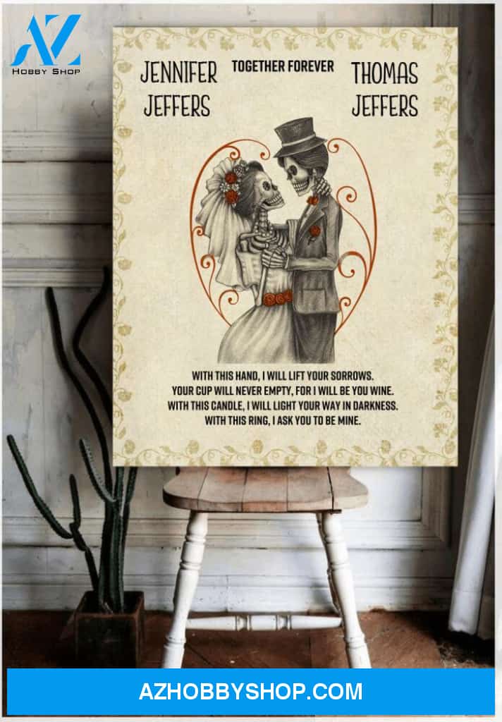 Skull, with this ring I ask you to be mine - Matte canvas customized love canvas