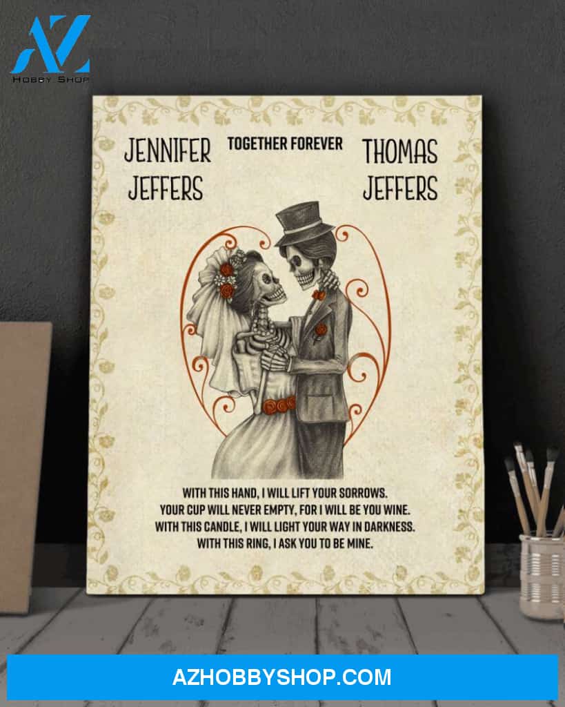 Skull, with this ring I ask you to be mine - Matte canvas customized love canvas