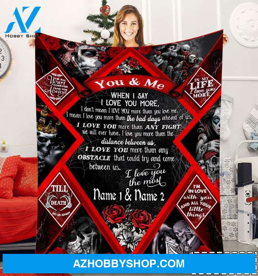 Skull You and Me Roses Gift for you Fleece Blanket