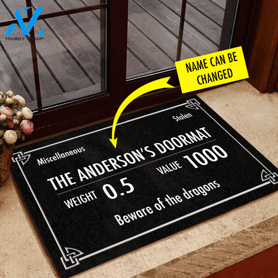 Skyrim Doormat Customized Skyrim Beware Of The Dragons | Welcome Mat | House Warming Gift