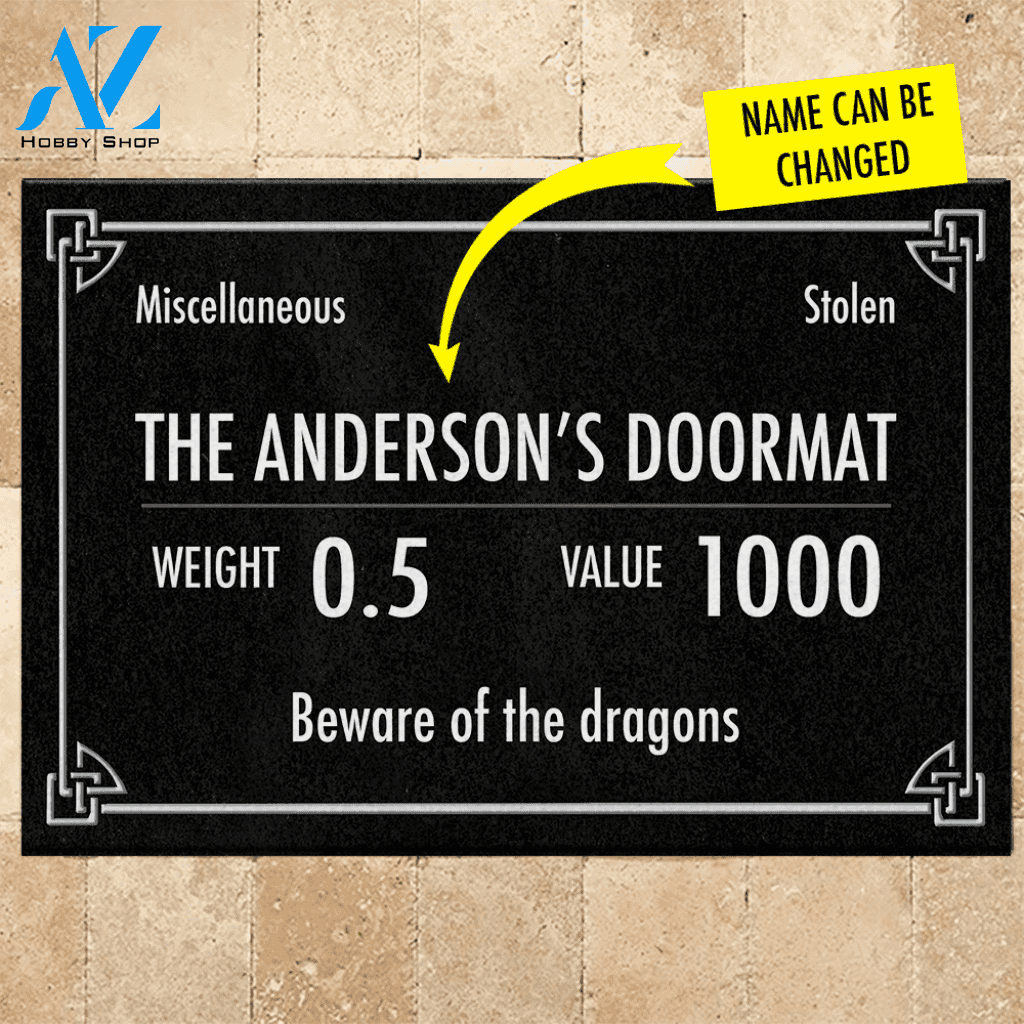 Skyrim Doormat Customized Skyrim Beware Of The Dragons | Welcome Mat | House Warming Gift