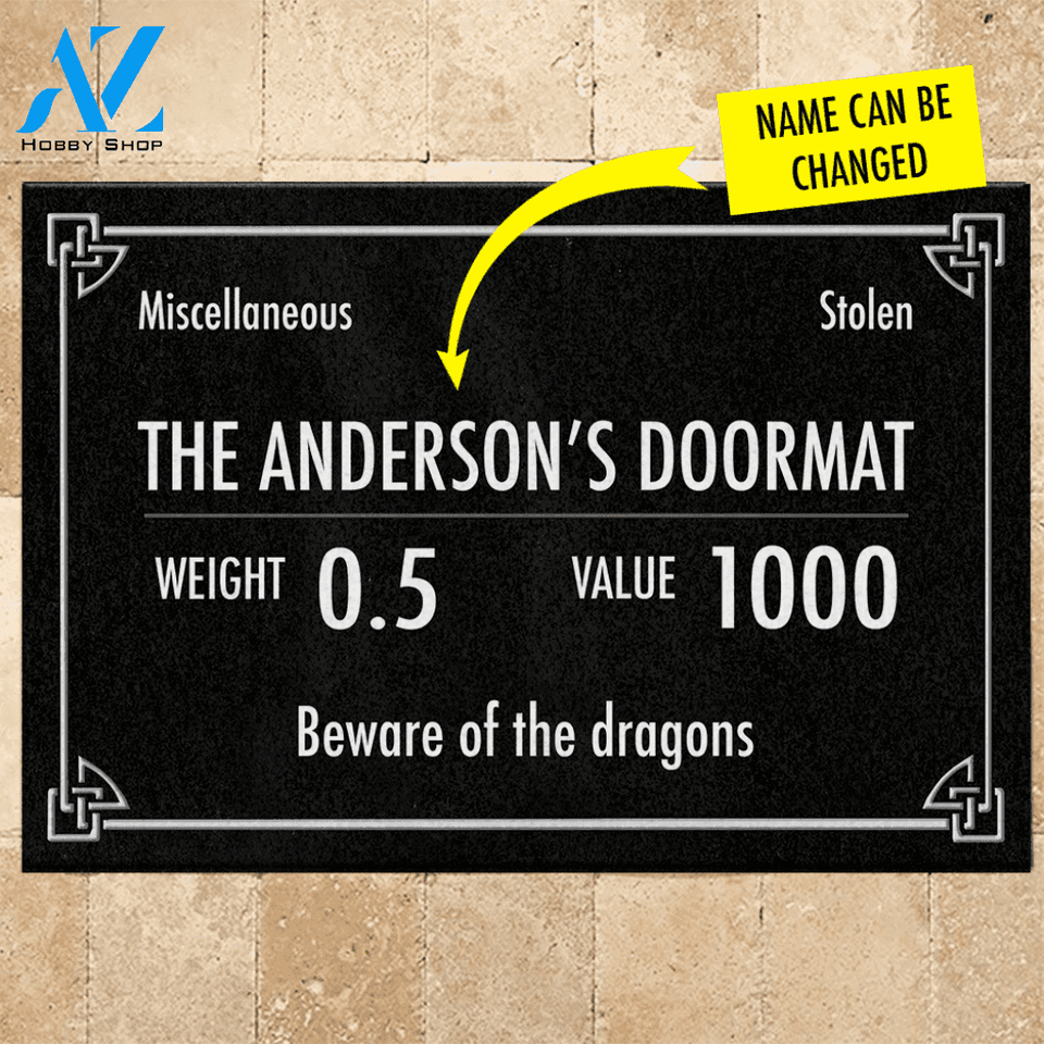 Skyrim Doormat Customized Skyrim Beware Of The Dragons | Welcome Mat | House Warming Gift