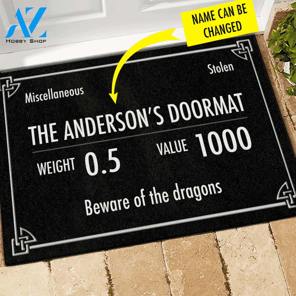 Skyrim Doormat Customized Skyrim Beware Of The Dragons | Welcome Mat | House Warming Gift