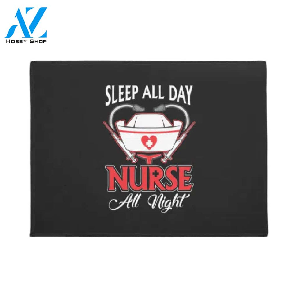 Sleep All Day Nurse All Night Doormat Welcome Mat House Warming Gift Home Decor Funny Doormat Gift Idea