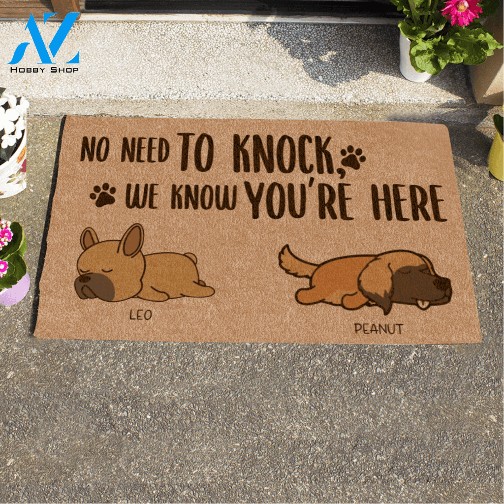 Sleeping Dog , All Guest Must Be Approved | No Need To Knock We Know You Are Here Personalized Dog Doormat HQ