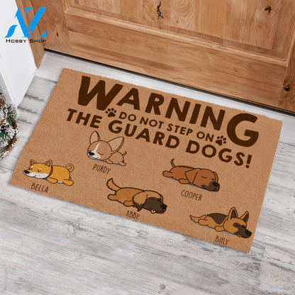 Sleeping Dog, Do Not Step On The Guard Dogs Personalized Doormat HQ