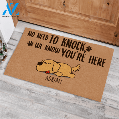 Sleeping Dog & Lazy Cat ,No Need To Knock We Know You Are Here | 24h Patrolled Area Dog Cat| All Guests Must Be Approved By... Personalized Doormat HQ