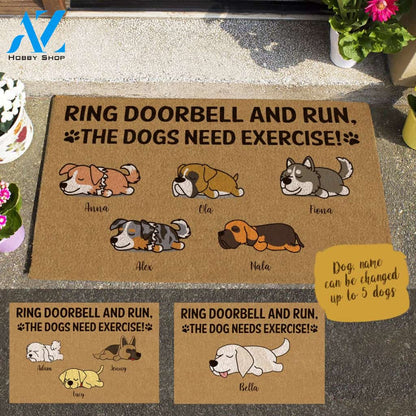 Sleeping Dog, Ring Doorbell And Run, The Dog Needs Exercise Personalized Doormat HQ
