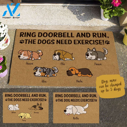 Sleeping Dog, Ring Doorbell And Run, The Dog Needs Exercise Personalized Doormat HQ