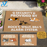 Sleeping Dog , Security Provided By Dog's Alarm System Personalized Doormat