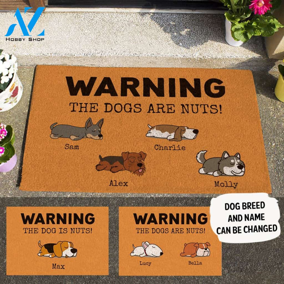 Sleeping Dog, Warning The Dogs Are Nuts Personalized Doormat