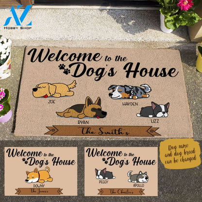 Sleeping Dog, Welcome To The Dogs House , Personalized Sleeping Dog Doormat TV