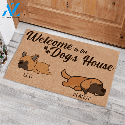 Sleeping Dog, Welcome To The Dogs House , Personalized Sleeping Dog Doormat TV