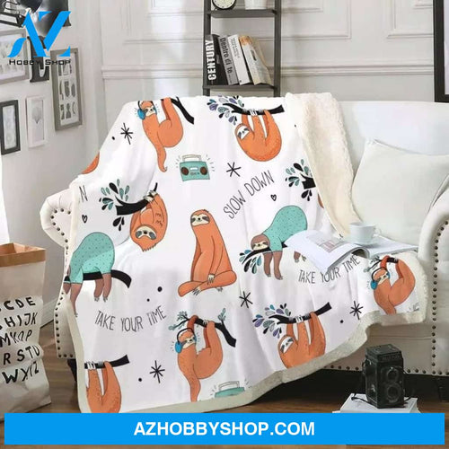 Sloth Blanket, Sloth Throw, Animal Blanket, Animal Throw, White Blanket, White Throw, Sherpa Blanket, Sherpa Throw, Fleece Blanket,