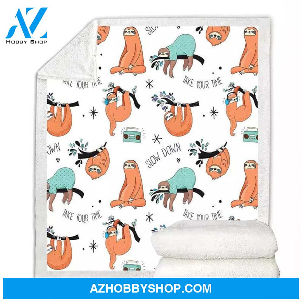 Sloth Blanket, Sloth Throw, Animal Blanket, Animal Throw, White Blanket, White Throw, Sherpa Blanket, Sherpa Throw, Fleece Blanket,