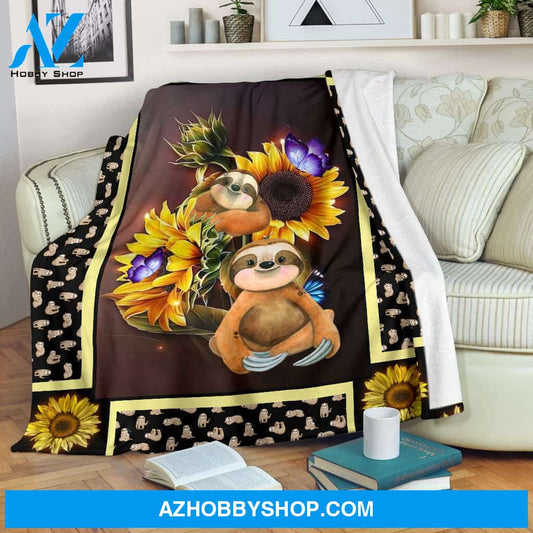 Sloth dark Fleece Blanket sunflower