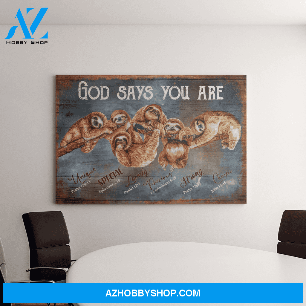 Sloth God Says You Are Canvas And Poster, Wall Decor Visual Art