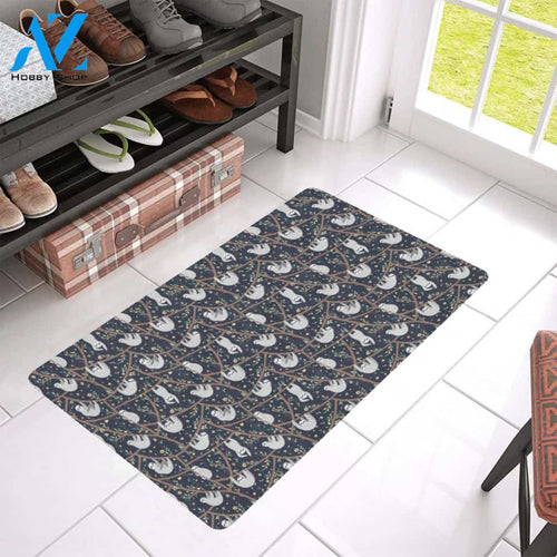 Sloth Happy Design Themed Print Rubber Doormat