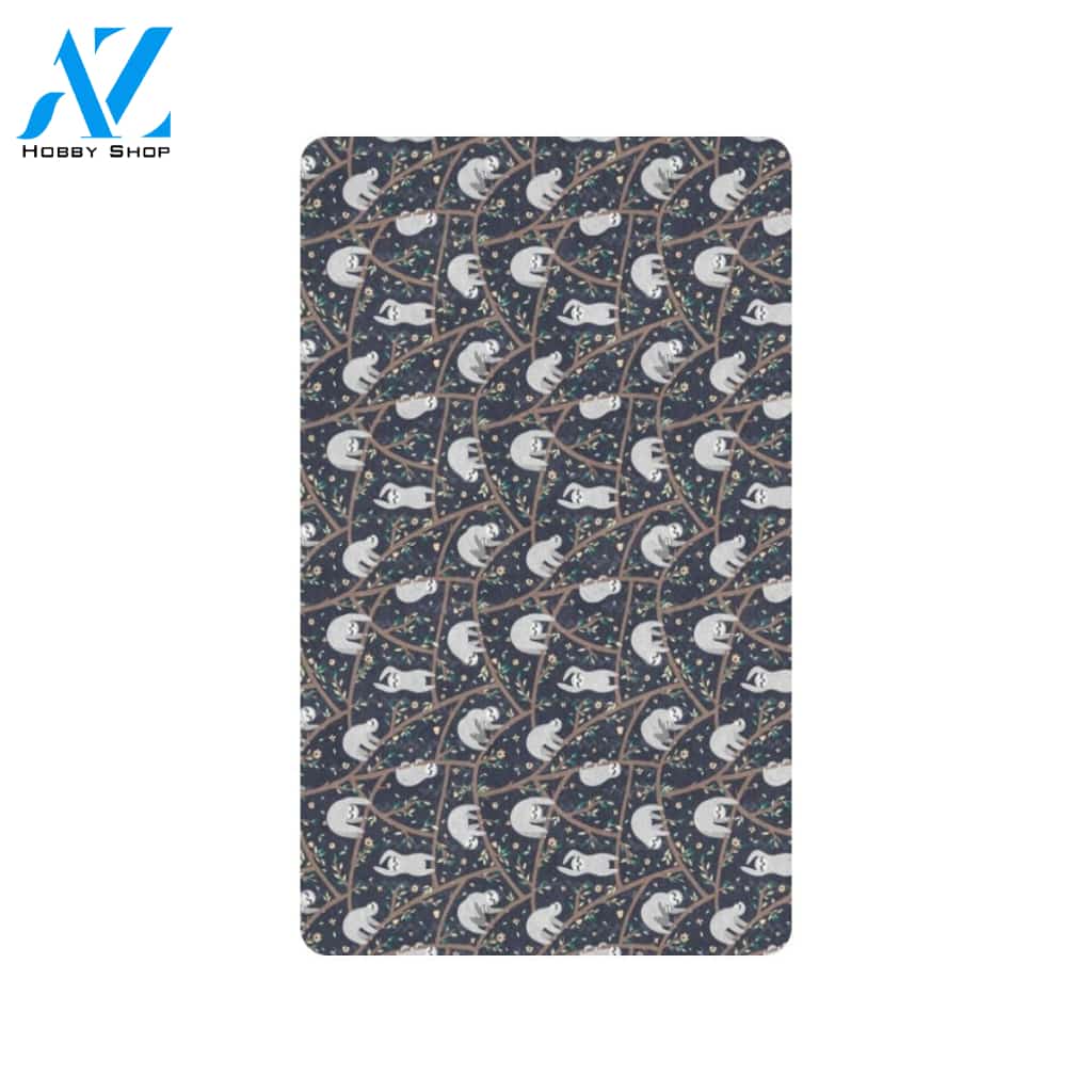 Sloth Happy Design Themed Print Rubber Doormat