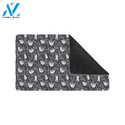 Sloth Happy Design Themed Print Rubber Doormat