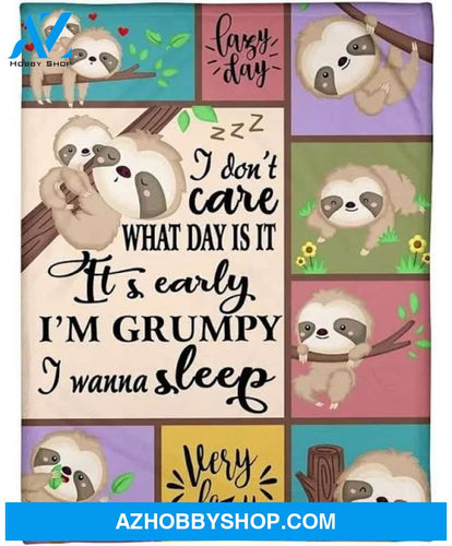 Sloth I Don't Care What Day Is It Sherpa Fleece Blanket