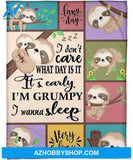 Sloth I Don't Care What Day Is It Sherpa Fleece Blanket