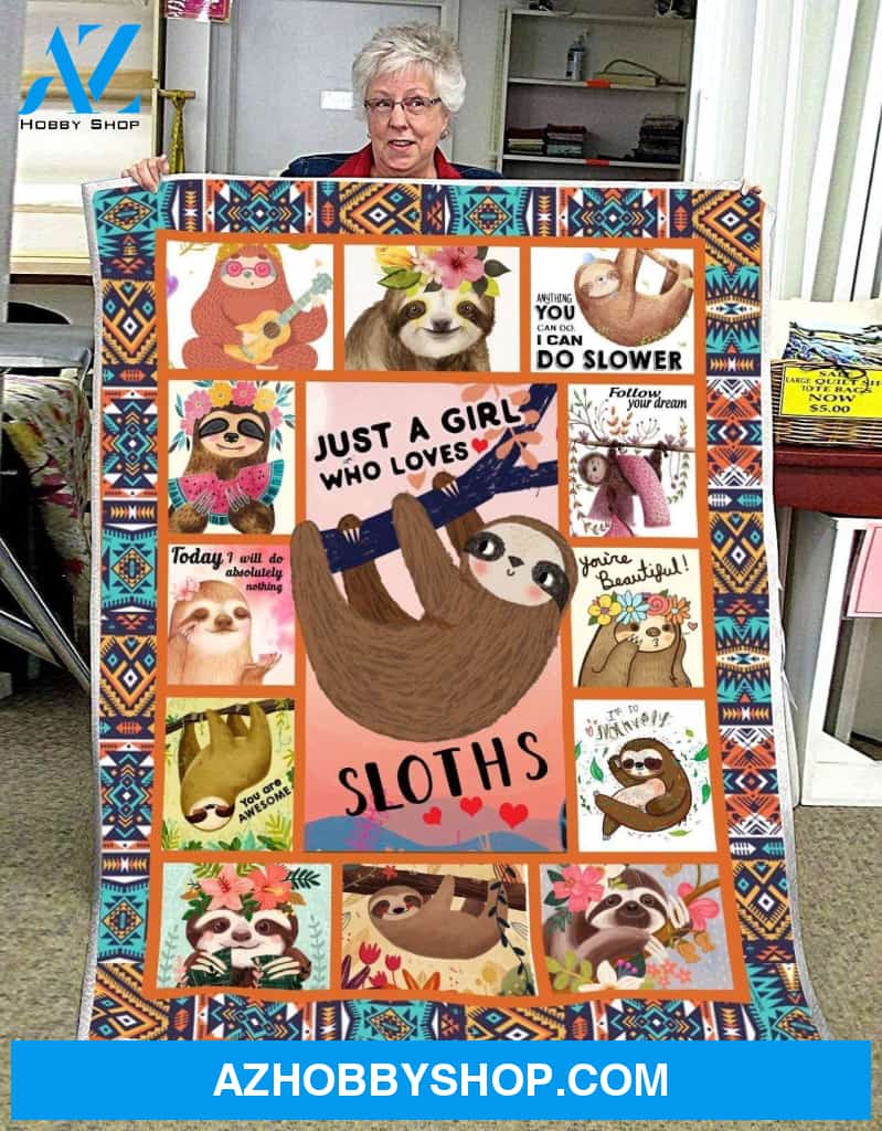 Sloth Just A Girl Who Loves Sloths Blanket Fleece Blankets Unique Gifts