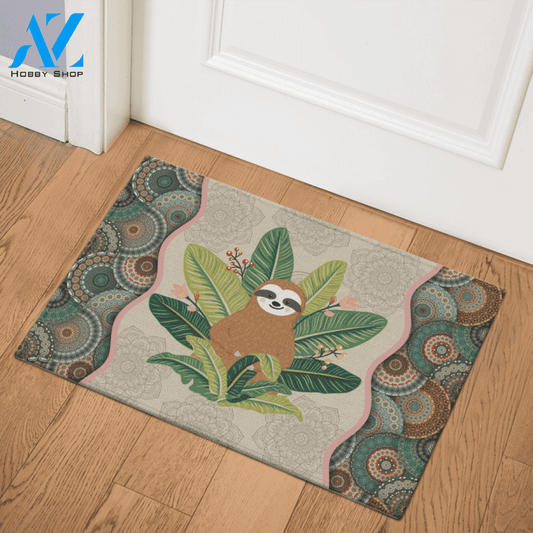 Sloth Mandala Funny Doormat, Yoga Doormat, Gift For Sloth Lovers, Gift For Friend Family Birthday Gift Decor Warm House Gift Welcome Mat