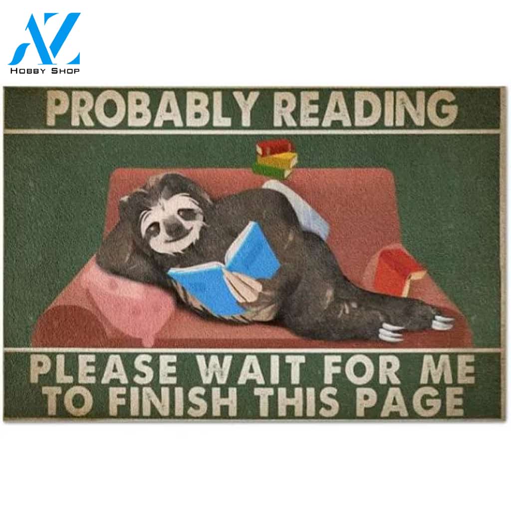 Sloth Probably Reading Gift Idea For Readers Doormat Welcome Mat Housewarming Gift Home Decor Funny Doormat Gift For Book Lovers