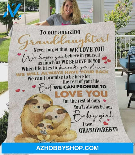 Personalized Sloth To My Granddaughter From Grandparents Never Forget That We Love You Fleece Blanket Great Customized Gifts For Birthday Christmas Thanksgiving