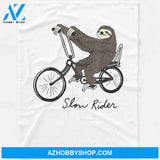 Slow Rider Sloth T-shirt Sloth Biking Shirt Funny Fleece Blanket