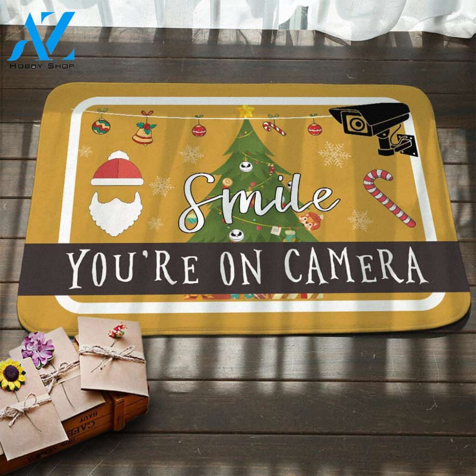 Smile On Camera Christmas Doormat