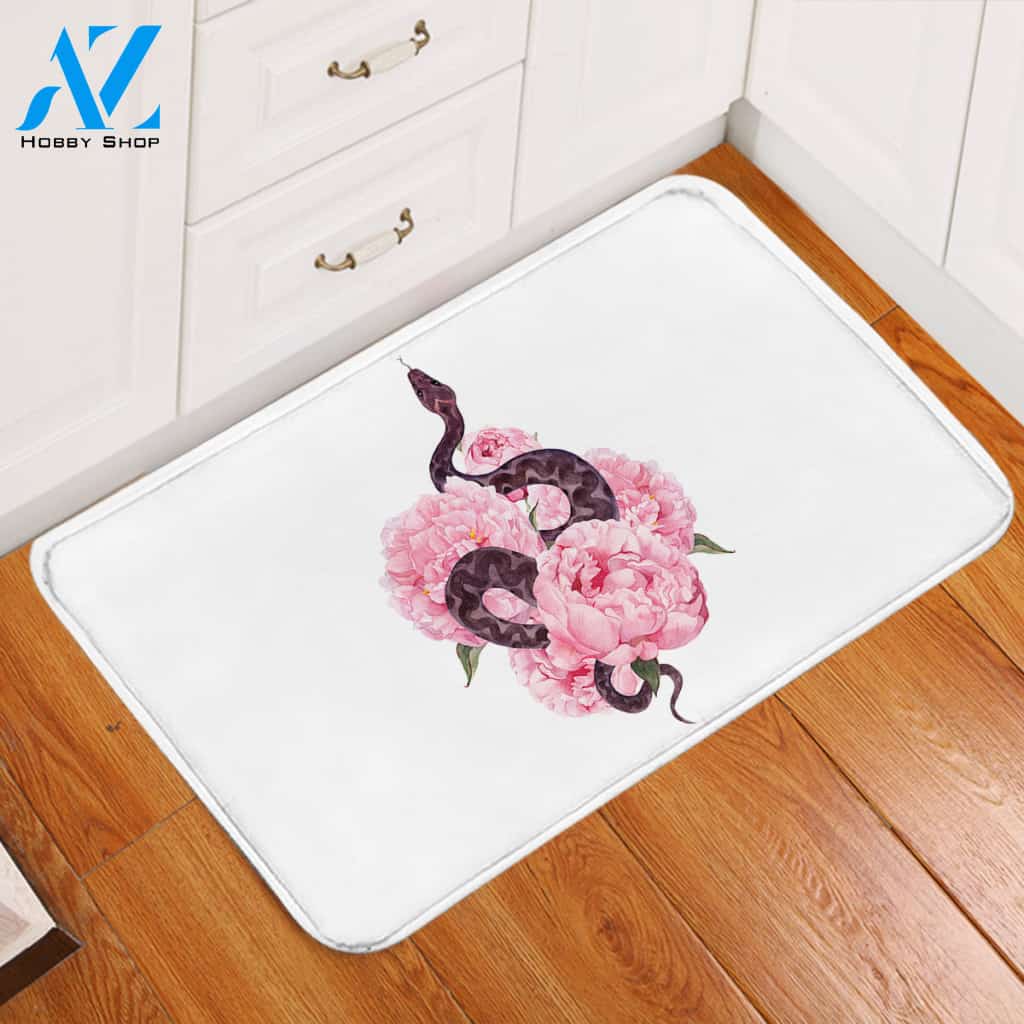 Snake & Flower Door Mat