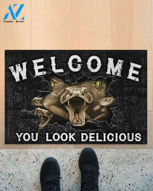 Snake You Look Delicious Funny Doormat Welcome Mat House Warming Gift Home Decor Funny Doormat Gift Idea