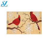 Snow Cardinal Red Bird Indoor and Outdoor Doormat Warm House Gift Welcome Mat Birthday Gift for Cardinal Lover