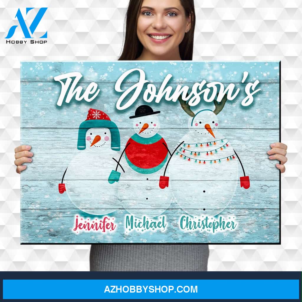 Snow Family Multi-Names Premium Canvas