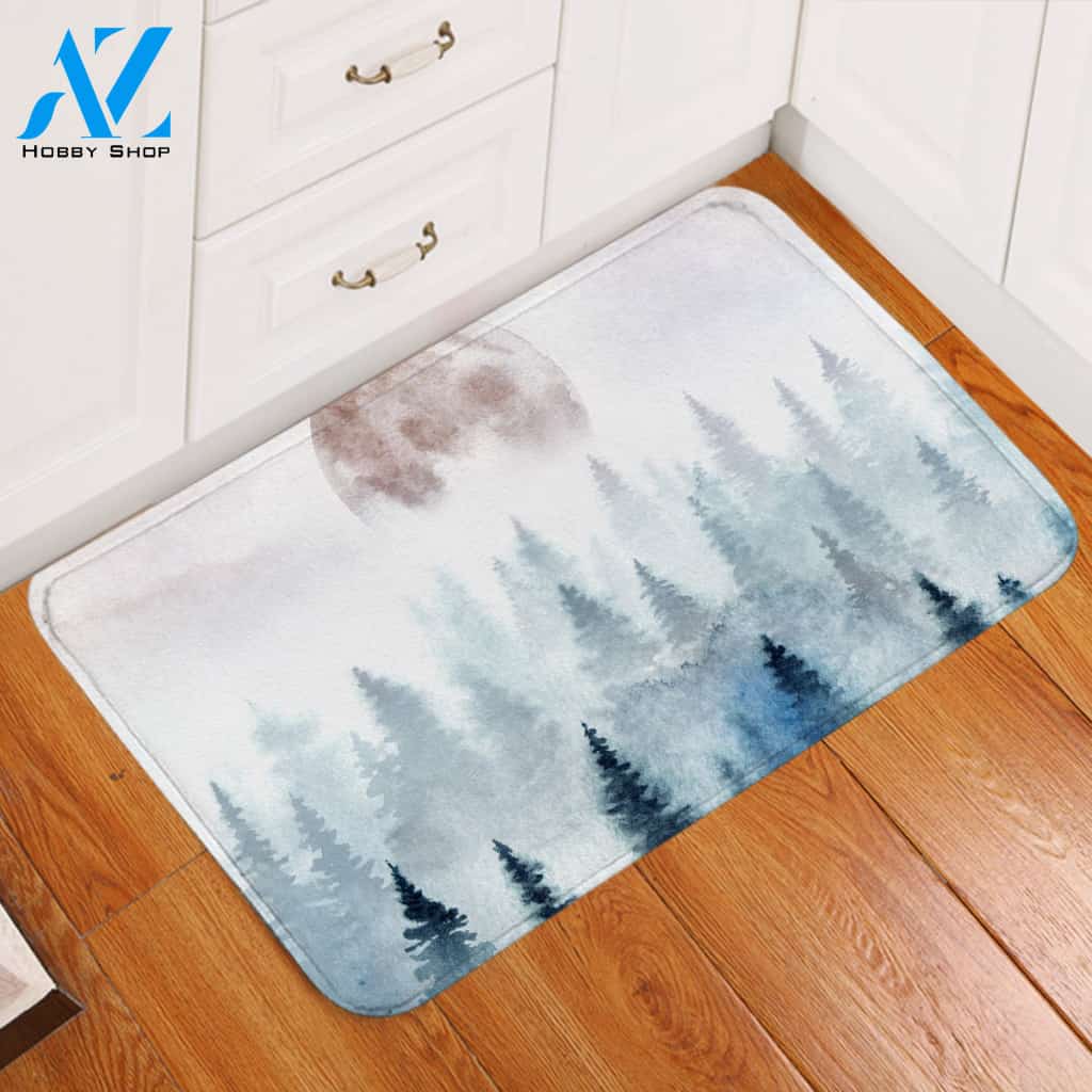 Snow Forest Hazy Door Mat