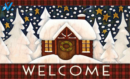 Snow Winter Welcome Doormat Indoor And Outdoor Mat Entrance Rug Sweet Home Decor Housewarming Gift Gift Friend Family Christmas Holiday