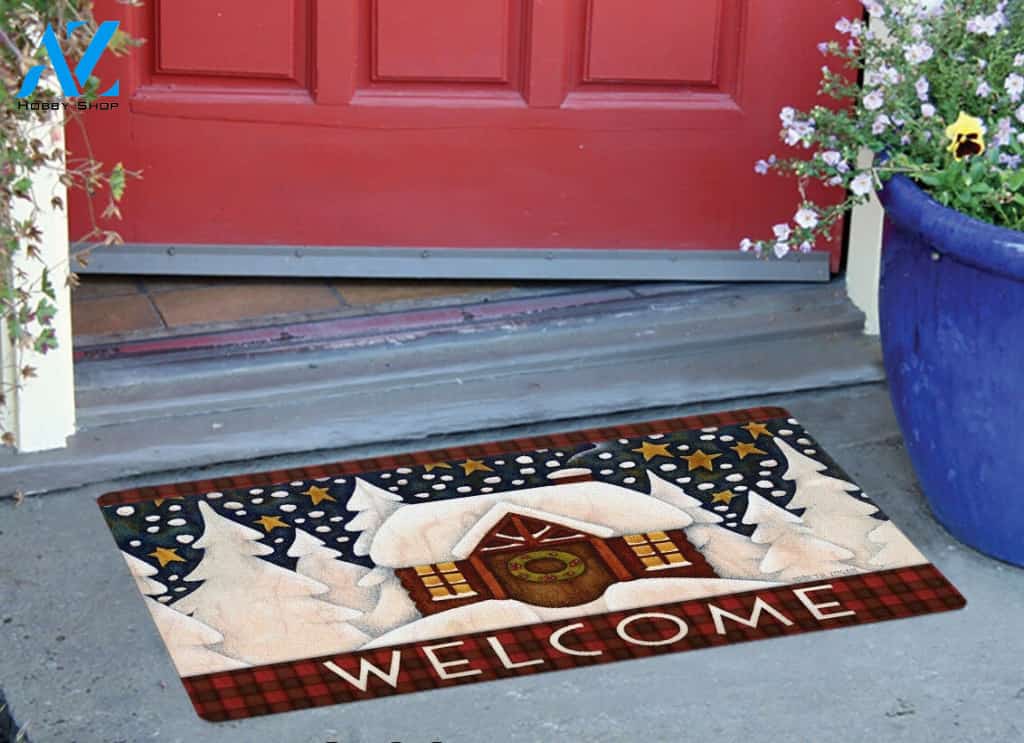 Snow Winter Welcome Doormat Indoor And Outdoor Mat Entrance Rug Sweet Home Decor Housewarming Gift Gift Friend Family Christmas Holiday