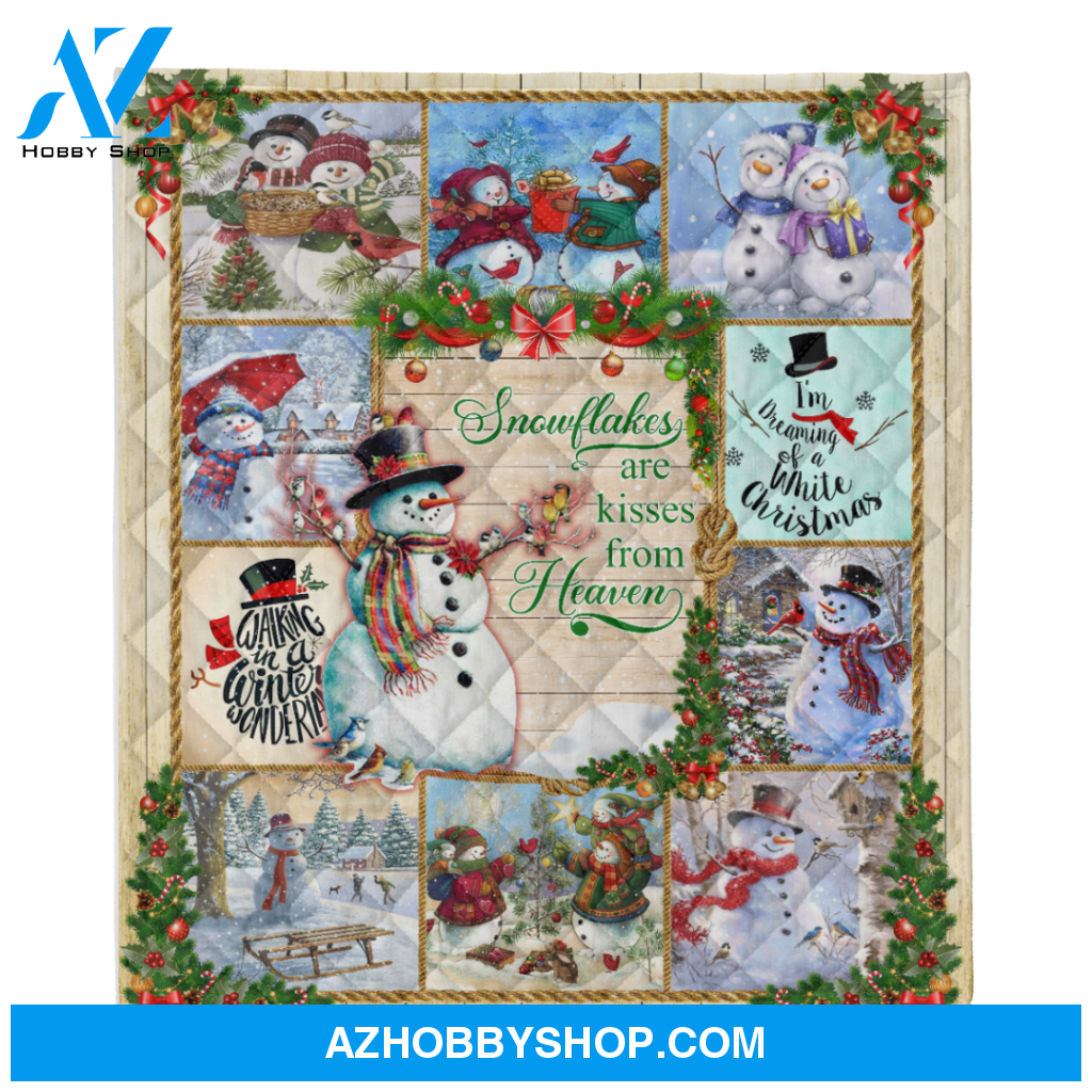 Snowflakes And Snowman Christmas Fleece Blanket Gift For People Home Decor Bedding Couch Sofa Soft And Comfy Cozy