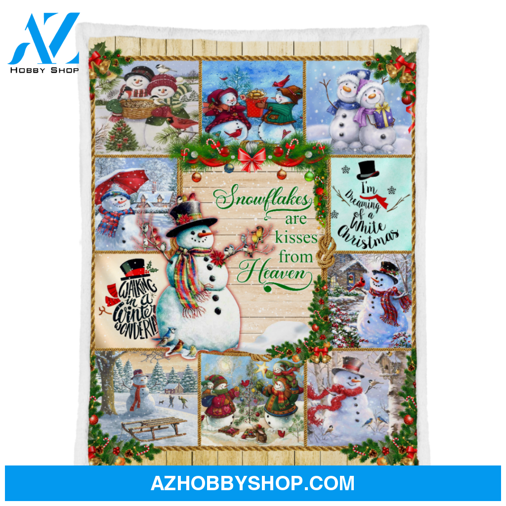 Snowflakes And Snowman Christmas Fleece Blanket Gift For People Home Decor Bedding Couch Sofa Soft And Comfy Cozy
