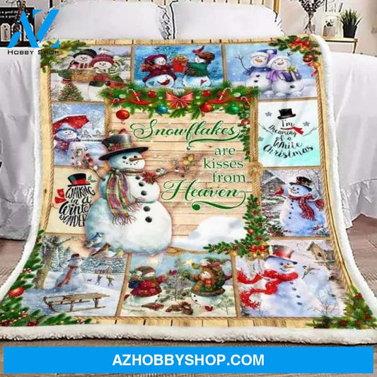 Snowflakes And Snowman Christmas Fleece Blanket Gift For People Home Decor Bedding Couch Sofa Soft And Comfy Cozy