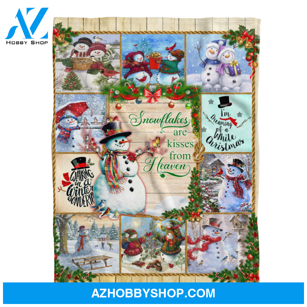 Snowflakes And Snowman Christmas Fleece Blanket Gift For People Home Decor Bedding Couch Sofa Soft And Comfy Cozy