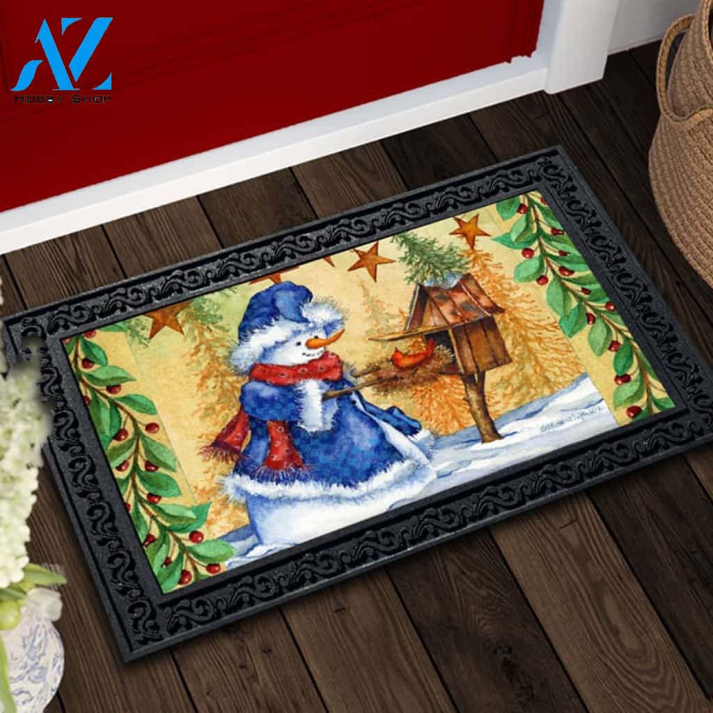 Snowman and Cardinal Doormat - 18" x 30"